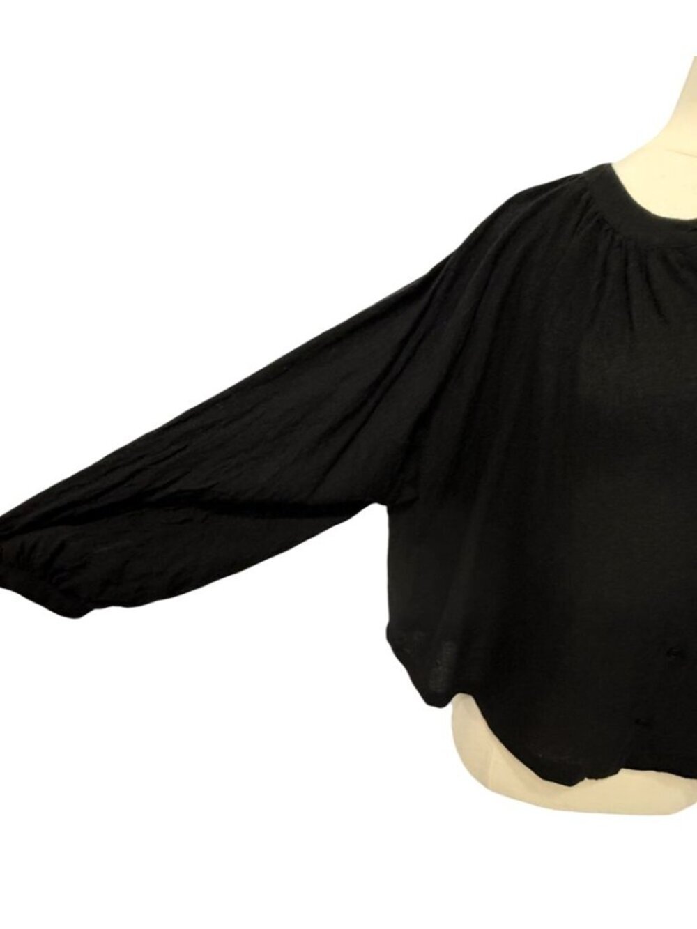 Jenni Kayne Womens Willow Blouse Top Viscose Wool Blend Black Long Sleeve Size M - Picture 3 of 10